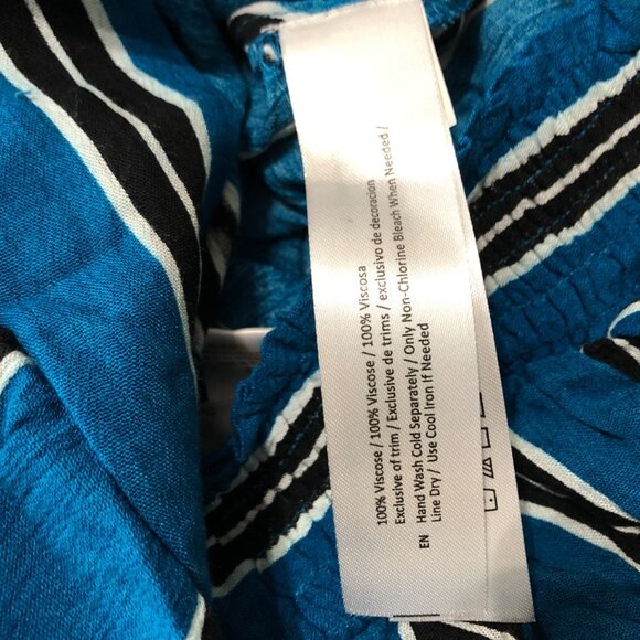Band Of Gypsies Womens Blue & Black Striped Wrap Top Size‎ M 100% Viscose NWT - Picture 8 of 9